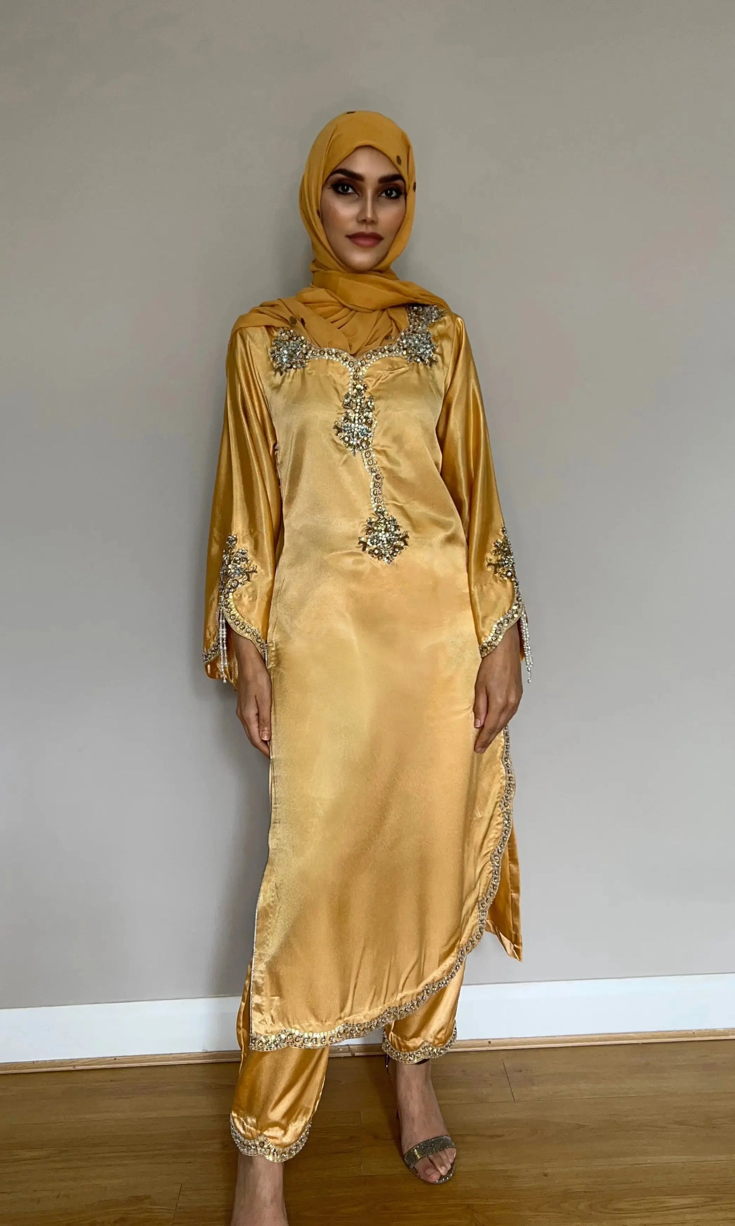 Elara Blush-Gold 3-piece Pakistani embroidered suit for women