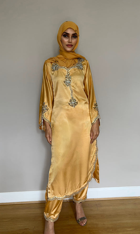 Elara Blush-Gold 3-piece Pakistani embroidered suit for women
